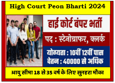 High Court Peon Clerk Steno Bharti 10वीं/12वी स्नातक पास के लिए नौकरी का निकली मौका