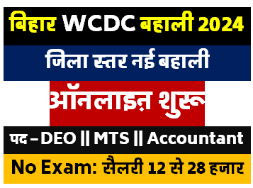 Bihar District Level WCDC New Vacancy 2024 Online Apply | बिहार जिला स्तर नयी भर्ती 2024 ऑनलाईन शुरू