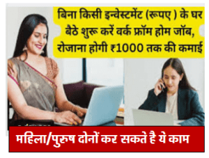 बिना किसी इन्वेस्टमेंट के घर बैठे शुरू करें वर्क फ्रॉम हॉम जॉब रोजना होगी 1500 रु. तक की कमाई